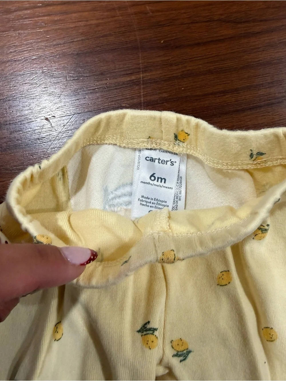 Carter's Yellow and White Lemon Print One-Piece Bodysuits with Yellow Leggings - Picture 2 of 4